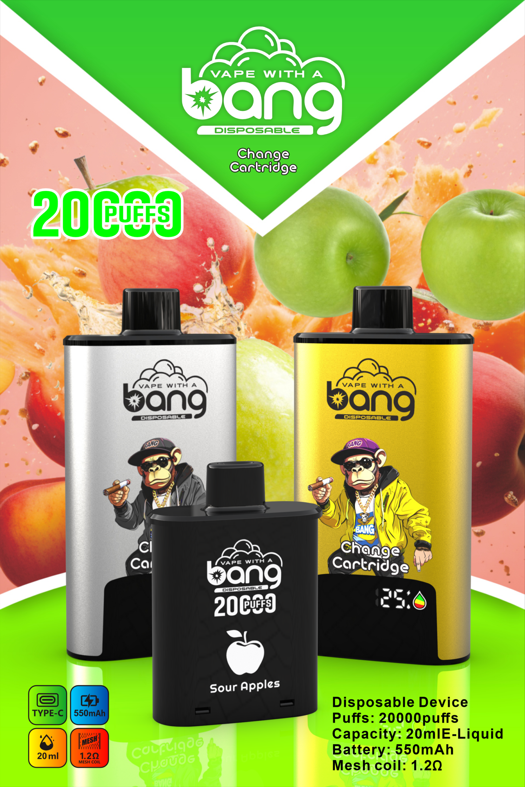 BANG 20000 züge: 20K puffs vape mit affe drauf – Bild 13