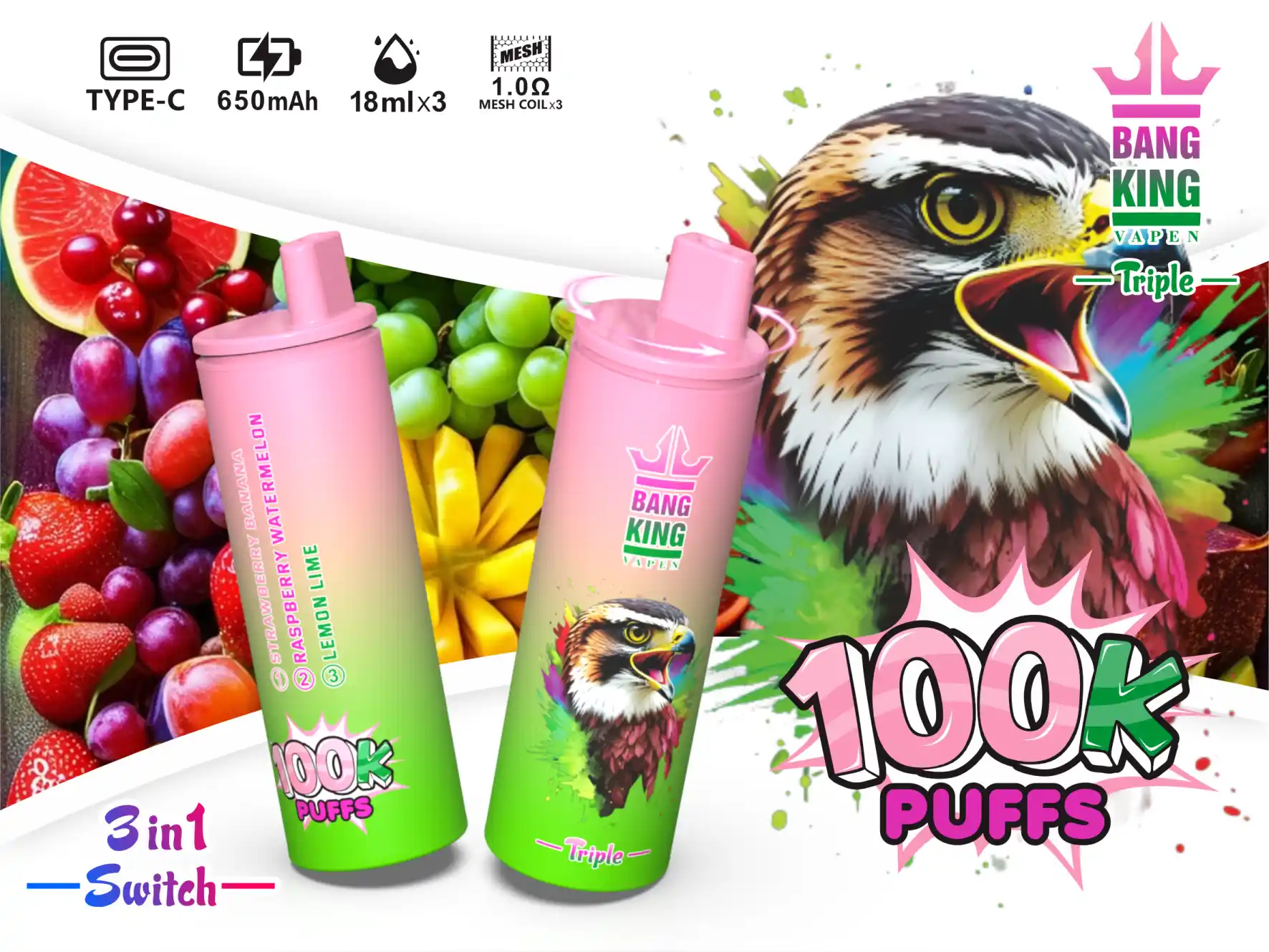 Erdbeer Banane / Zitrone Limette / Himbeere Wassermelone