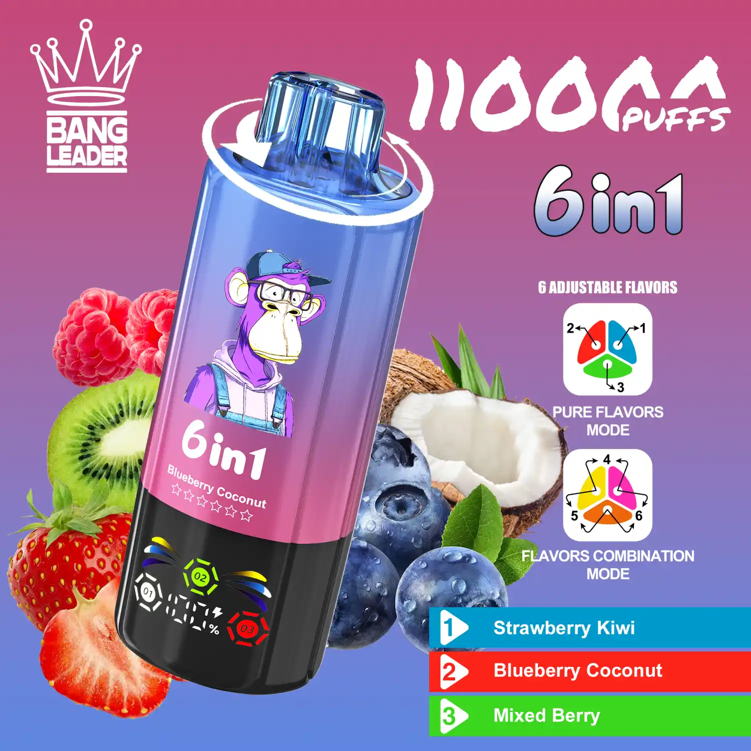 Erdbeer Kiwi / Blaubeere Kokosnuss / Beerenmix / Erdbeer Kiwi Blaubeere Kokosnuss / Erdbeer Kiwi Beerenmix / Blaubeere Kokosnuss Beerenmix