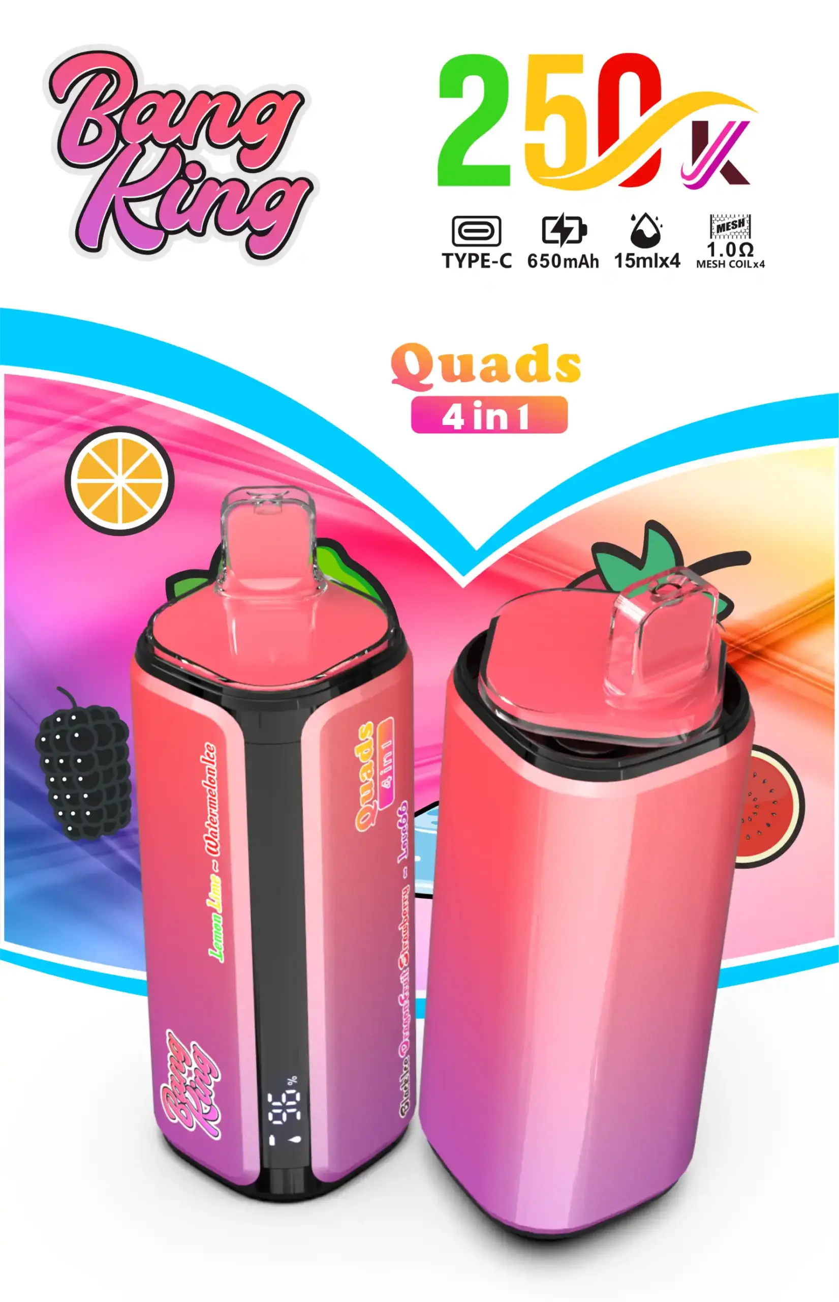 Bang King 250K Einweg Vape mit 4-in-1-Aromen und 250000 Zügen