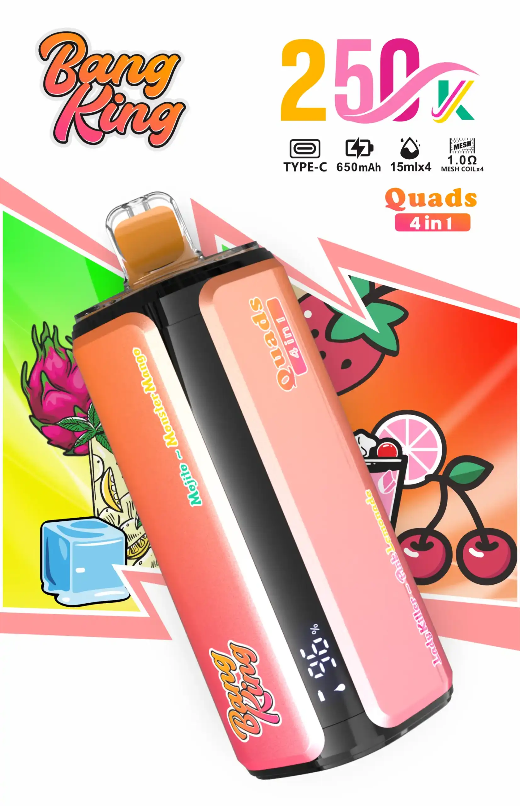 Bang King 250K Einweg Vape mit 4-in-1-Aromen und 250000 Zügen – Bild 2