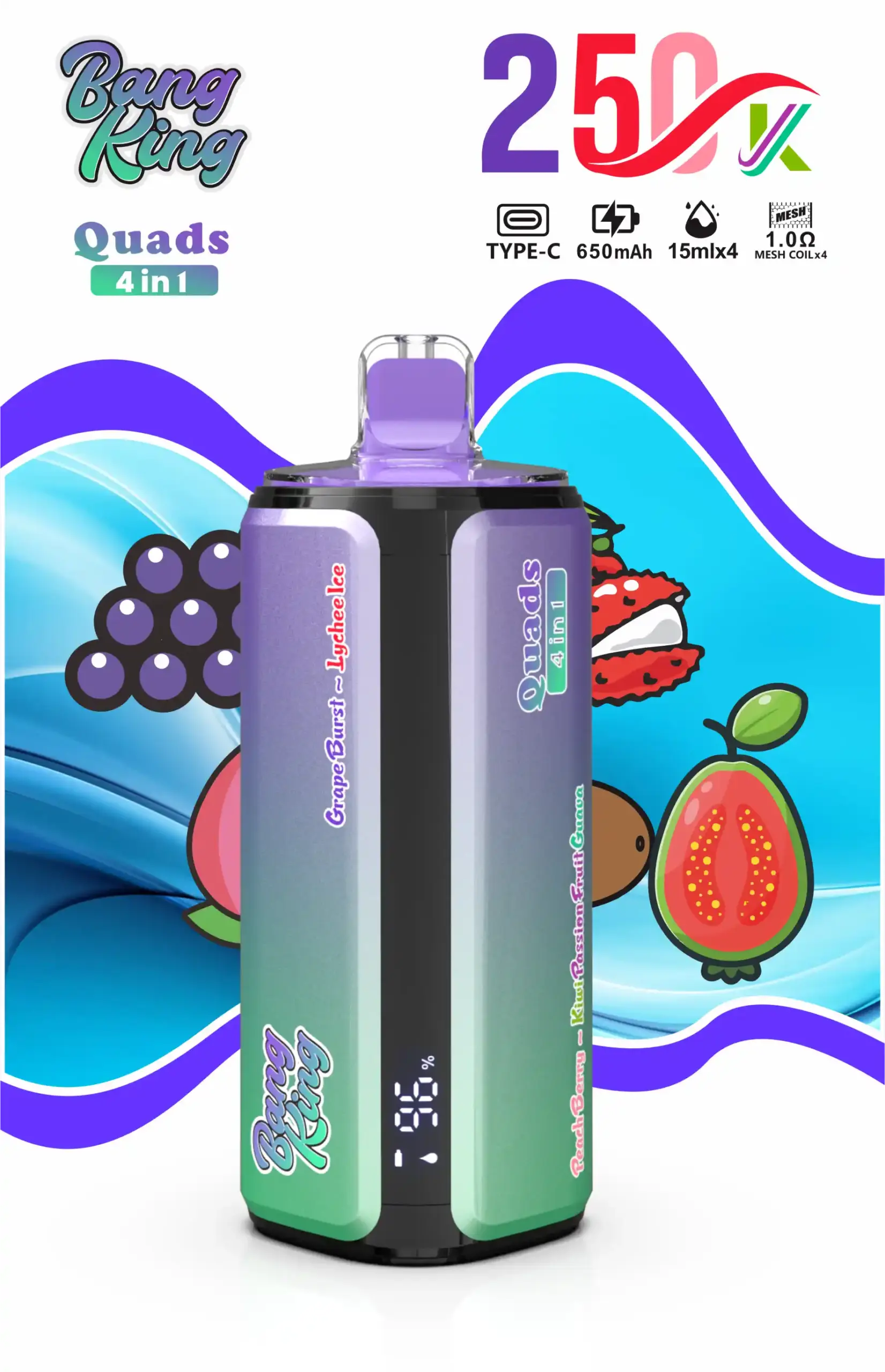 Bang King 250K Einweg Vape mit 4-in-1-Aromen und 250000 Zügen – Bild 7