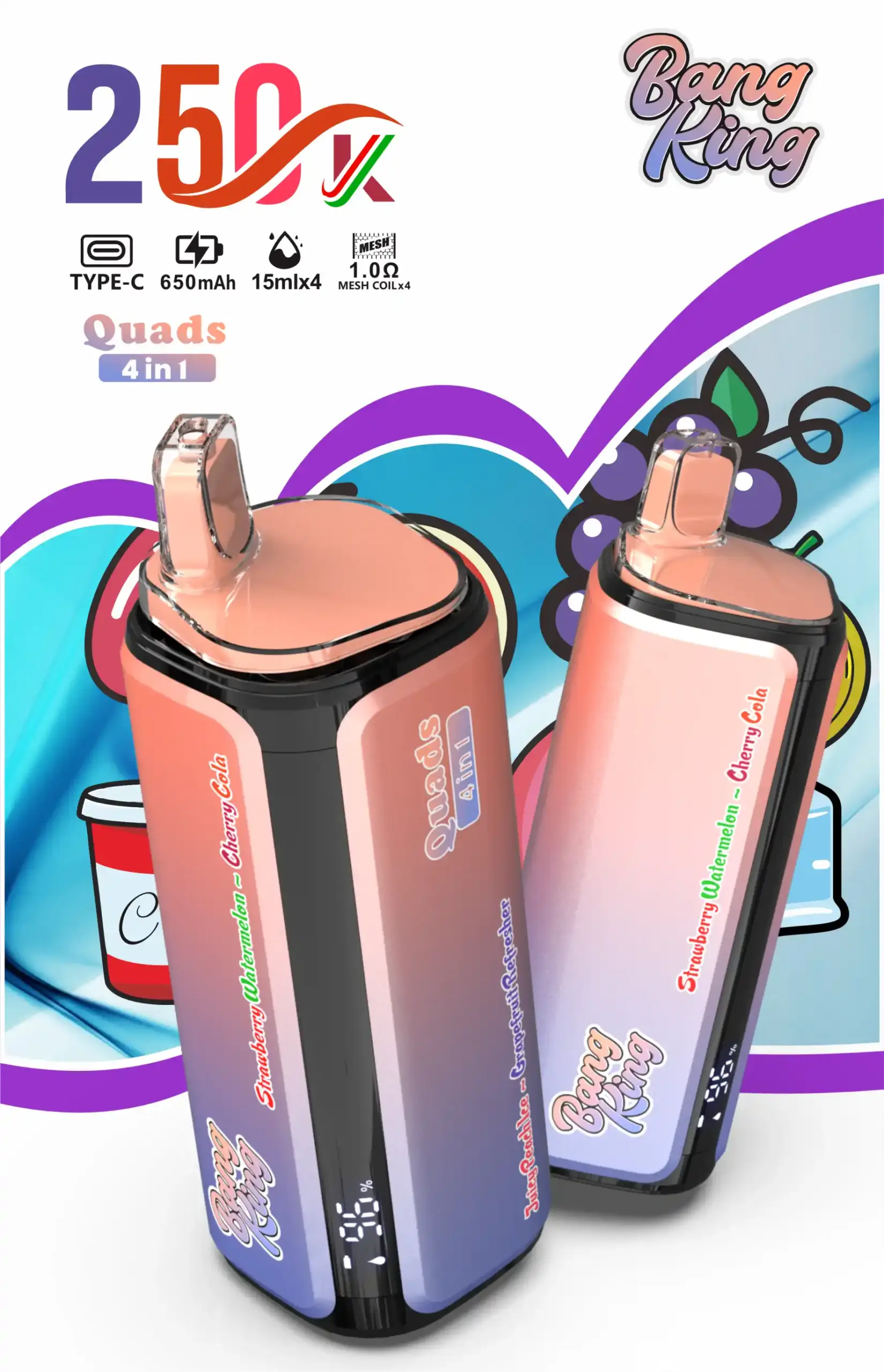 Bang King 250K Einweg Vape mit 4-in-1-Aromen und 250000 Zügen – Bild 5