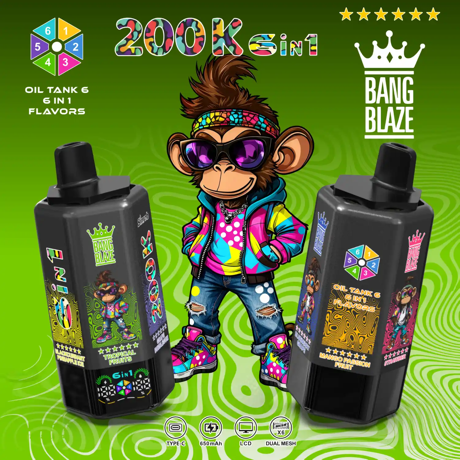 BANG BLAZE 200K Züge 6-in-1 Einweg Vape – Bild 5