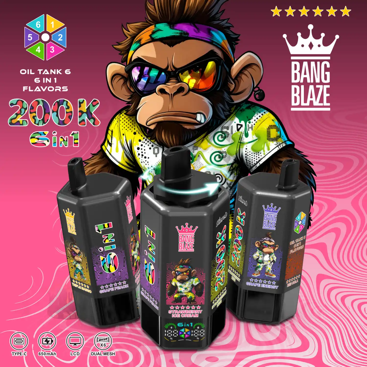 BANG BLAZE 200K Züge 6-in-1 Einweg Vape – Bild 4