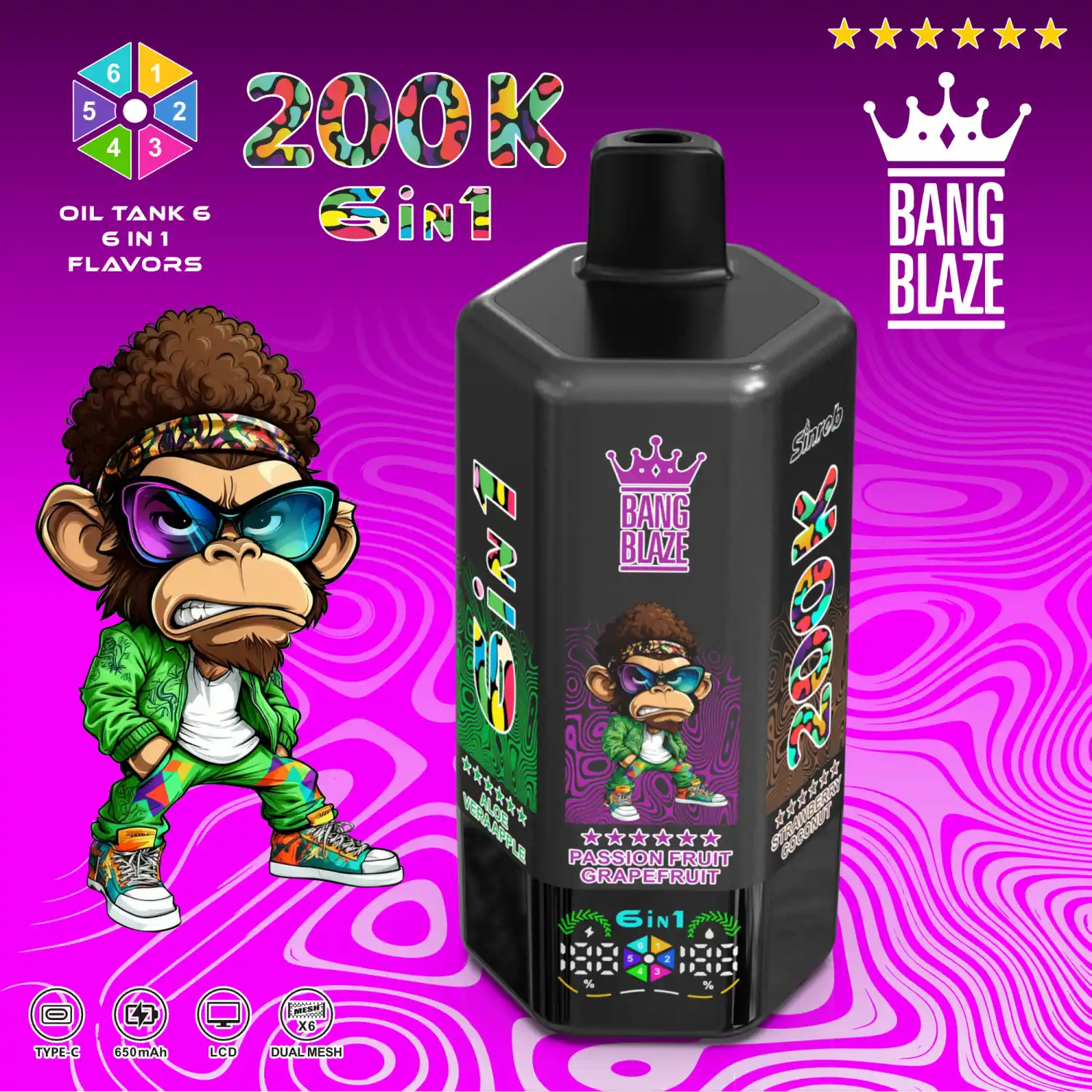 BANG BLAZE 200K Züge 6-in-1 Einweg Vape – Bild 3